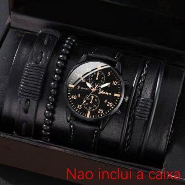 Imagem de Relógio de Quartzo Casual Masculino - Pulseira de Couro Vintage com Br