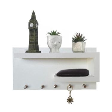 Imagem de Suporte Porta Chaves Parede Multiuso Organizador Decorativo Branco - N
