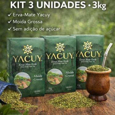 Imagem de Kit 3 Erva Mate Colonial Moída Grossa a Vácuo Yacuy 1kg