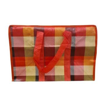 Imagem de Bolsa Mala Sacola Feira Viagem Armazenamento Multiuso Dobrável Em Lona