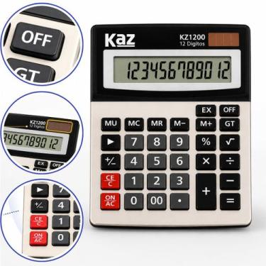 Imagem de Calculadora Mesa Grande 12 Digitos Visor Amplo Solar Pilha - Kaz