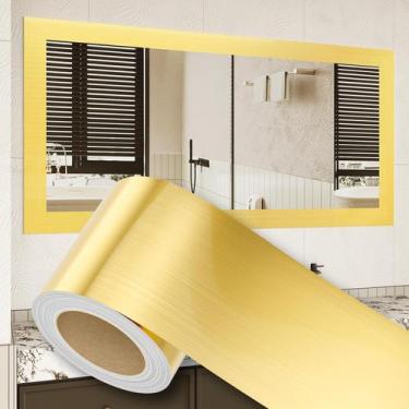 Imagem de Borda de papel de parede ZRJT 10,8 pés² dourado escovado 10 m x 10 cm
