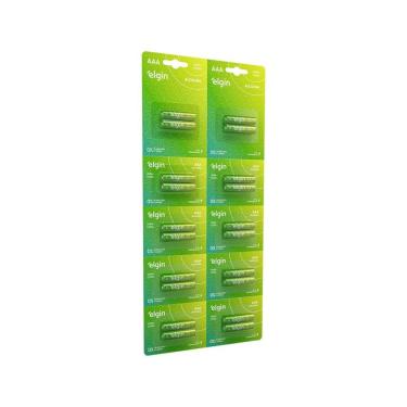 Imagem de Pilha Alcalina AAA Elgin 1.5V Alta Durabilidade Blister Grande para Brinquedos Controles Lanternas 10 Blisters com 2