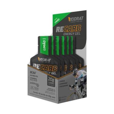 Imagem de 10 Sachês 30gr Recarb Energy Gel Reidrat Bcaa Palatinose, Limão