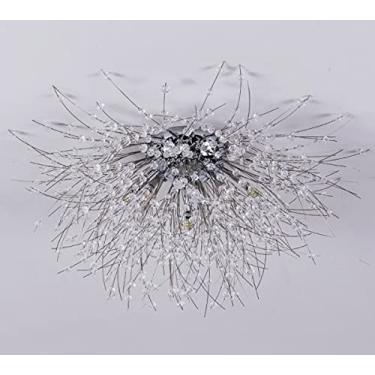 Imagem de Lustre Plafon Cristal Flor Dente De Leão 50 Cm Para Sala Estar Jantar E Quarto (Cromado)