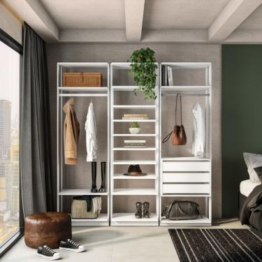 Imagem de Guarda-Roupa Modulado Clothes com Cabideiro e Prateleiras 3 GV Branco