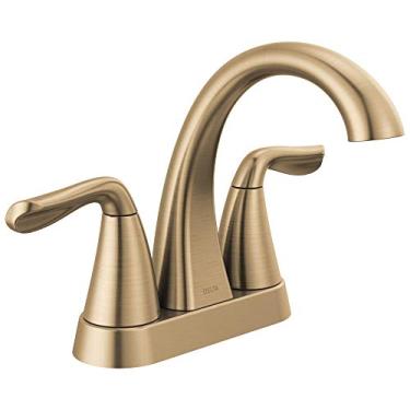Imagem de Delta Faucet Torneira de banheiro Arvo Gold, Torneira de banheiro Centerset Dourada, Torneira para pia de banheiro, Conjunto de drenagem incluído, Bronze Champagne 25840LF-CZ