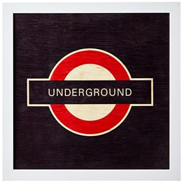 Imagem de Arte Maníacos Quadro decorativo com moldura caixa branca em Madeira - Underground - 30x30cm