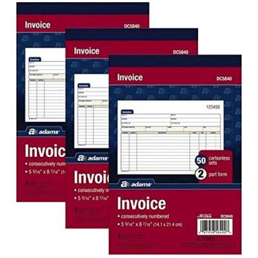 Imagem de Livro de faturas Adams, 2 peças, sem carbono, 12,7 x 21,6 cm, 50 conjuntos por livro (DC5840) (pacote com 3), 6 Pack