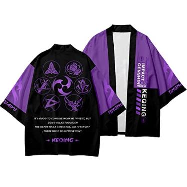 Imagem de Genshin Impact Zhongli Qiqi Klee Jaqueta Cardigan Costume Cosplay Tops Xale Manga 3/4 Manto