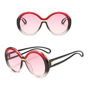 Imagem de Óculos de sol redondos superdimensionados fashion feminino vintage colorido lente oval óculos populares masculinos óculos de sol sombras uv400,9, outros