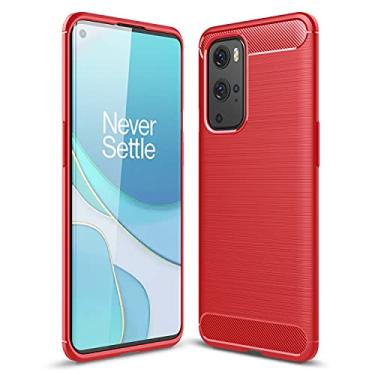 Imagem de YUNCHAO Caixa de telefone Para oneplus 9 pro escovado textura de carbono fiber tpu caso capa para celular