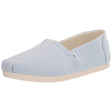 Imagem de TOMS Alpargata Slip-On feminino, largura larga, Crepe de linho azul macio, 35