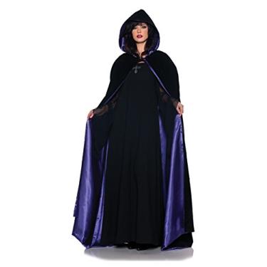 Imagem de UNDERWRAPS Fantasia de vampiro de luxo gótico de veludo e cetim, preto/roxo, 160 cm