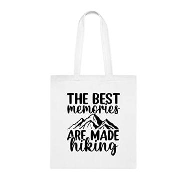 Imagem de Sacola de caminhada The Best Memories Are Made para caminhada, presente divertido, bolsa de ombro, bolsas reutilizáveis, ideia de e cesta de Natal, Branco