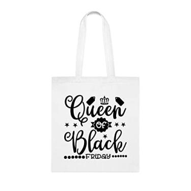 Imagem de Sacola Queen Of , presente divertido, bolsa de ombro, bolsas reutilizáveis, cesta de Natal de aniversário, ideia de presente, Branco