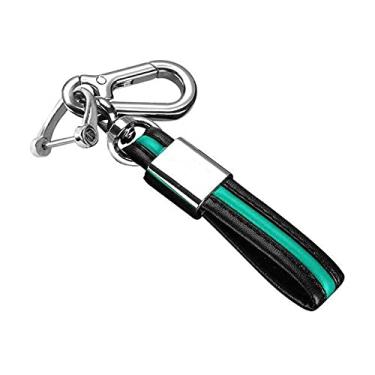 Imagem de CSHU Leather TPU 2 3 Buttons Car Key Case Cover Keychain Ring Key Bag, Fit For Peugeot 107 207 307 307S 308 407 607 Citroen C2 C3 C4 C5 C6 C8,green,keychain