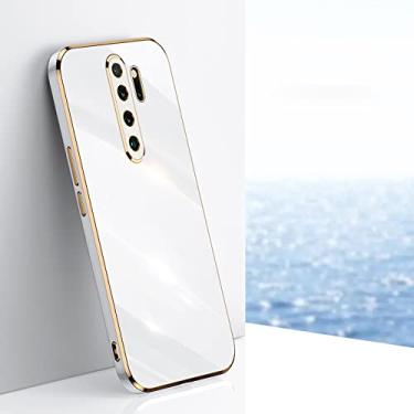 Imagem de Capa de telefone com moldura dourada para xiaomi para redmi note 8 9 s note8 8t note9 pro 9s 9t 9a 9at capa de silicone macio, zb branco, para redmi note 8 2021