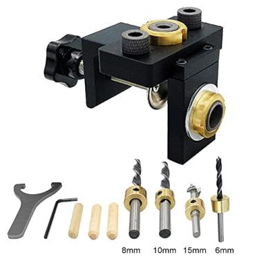 Imagem de Tingpai Kit de gabarito de furo de cavilha de cavilha de madei Perfu ção ve cal Loc zador destacável pa móveis Fer mentas de carpintaria de perfu ção de conexão
