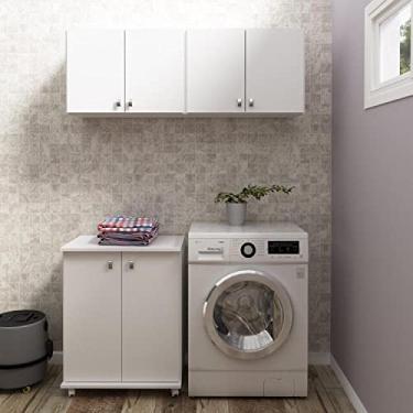 Imagem de Conjunto Lavanderia Multiuso 3 Peças 1 Balcão Bl3300 e 2 Armários Aéreos Alto Am3104 Tecno Mobili Branco