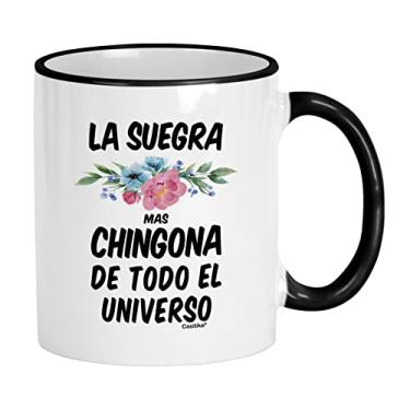 Imagem de Casitika Regalo Para Suegra. Presentes para sogra em espanhol. Taça de café La Suegra Mas Chingona De Todo El Universo 325 ml. Regalos Para Cumpleaños.