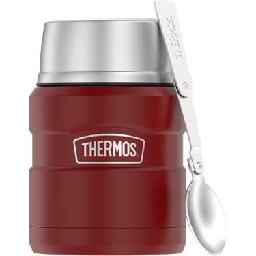 Imagem de THERMOS Stainless King Pote de alimentos isolado a vácuo com colher, 473 ml, vermelho rústico