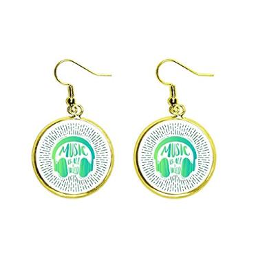 Imagem de Brinco de gota dourada com pingente de orelha Demand People Music, Metal