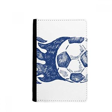 Imagem de Carteira de futebol padrão azul chama futebol porta-passaporte Notecase Burse capa cartão bolsa, Multicolor