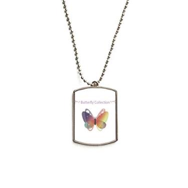 Imagem de Colar com pingente de identificação de cachorro de aço inoxidável coleção de borboleta roxa