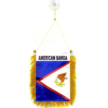 Imagem de AZ FLAG Mini Banner Samoa Americana 6" x 4" - Flâmula Samoana Americana 15 x 10 cm - Mini Banners 4x6" Ventosa Cabide