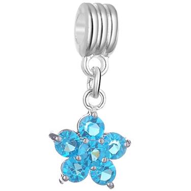 Imagem de Pingente de strass de cristal com flores da RUBYCA com várias cores para fabricação de joias, Aquamarine Blue, 10 Pcs, 10