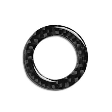 Imagem de Akozon Tampa do anel do botão de fechadura de ignição interior de fibra de carbono para Mustang 2009-2013