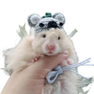 Imagem de Chapéu de hamster mini animais pequenos com alça ajustável adoráveis chapéus pequenos tricotados à mão para lagarto, porquinho-da-índia réptil roupas de festa de Natal acessórios de fantasia (pequeno, coala)