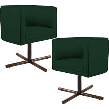 Imagem de Kit 02 Poltronas Decorativas Giratória Base X Betina D02 Veludo Verde Musgo C-303 - Lyam Decor