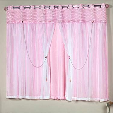 Imagem de Cortina 2 Mts Quarto Criança com Pedraria Cintilante Rosa