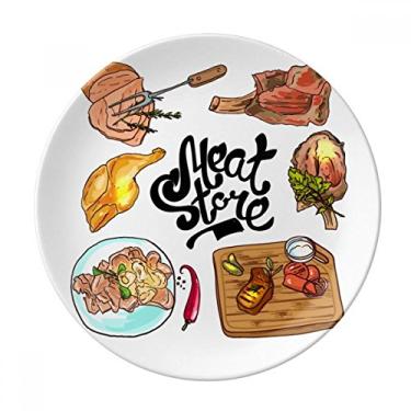 Imagem de Meat Store Prato de churrasco decorativo de porcelana Salver talheres, Prato de jantar
