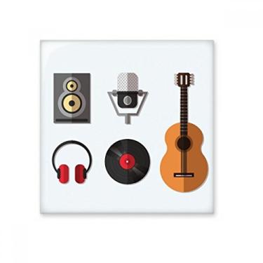 Imagem de Fone de ouvido de guitarra, CD, microfone, música, azulejo de cerâmica, decalque brilhante, pedra adorna de tijolos esmaltados