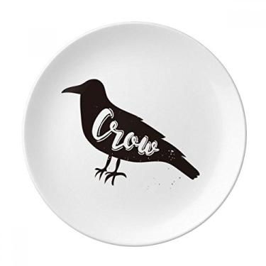 Imagem de Prato de animal preto e branco corvo decorativo de porcelana Salver louças de jantar