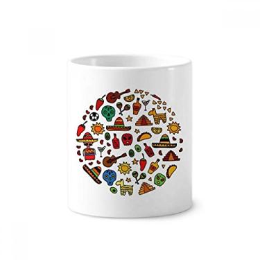 Imagem de Suporte de caneta de cerâmica com ilustração de futebol e pimenta com suporte de caneta de cerâmica