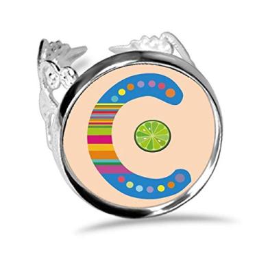 Imagem de DIYthinker C Alfabeto Laranja Fruit Lindo Padrão Anel Amor Casamento Noivado