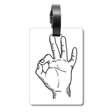 Imagem de Desenho de linha OK, estampa de gesto, mala, etiqueta de bagagem, etiqueta para pendurar cartão