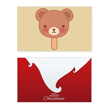 Imagem de Urso de desenho animado, sorvete, picolé, feriado, feriado, cartão de felicitações, mensagem de Natal