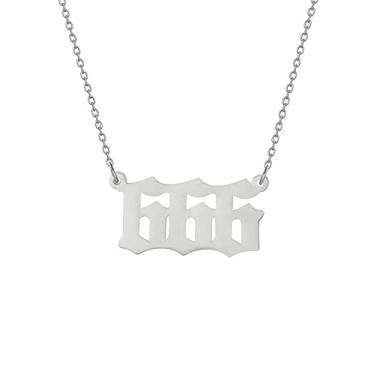 Imagem de Anjo Número Colar para Mulheres 666 Colar Prata Gargantilha Joia Presentes