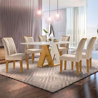 Conjunto Sala De Jantar Nápoles Tampo Vidro/MDF com 8 Cadeiras Luísa Smart  Plus Cel Móveis