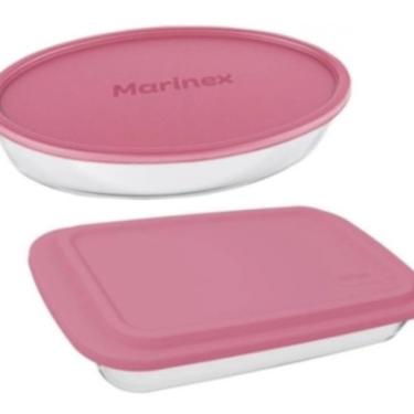 Imagem de Conjunto De Assadeiras Com Tampa Rosa 02 Peças Marinex