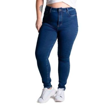 Imagem de Calça Jeans Feminina Sawary Plus Size Skinny Up Azul Escuro