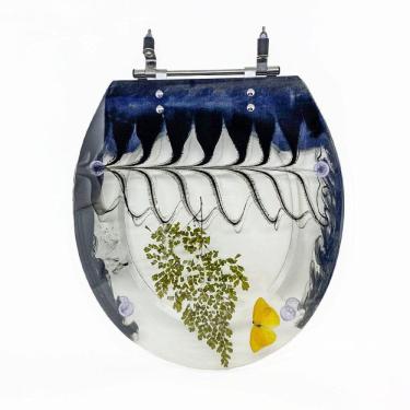 Imagem de Assento Sanitário Poliéster para Louça Azálea/standard/carina/flamingo/fiore/sabará Aço Decorado `av Preto