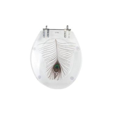 Imagem de Assento Sanitário Poliéster para Louça Ravena/izy deca Aço Decorado `pena de Pavão` Incolor Incolor