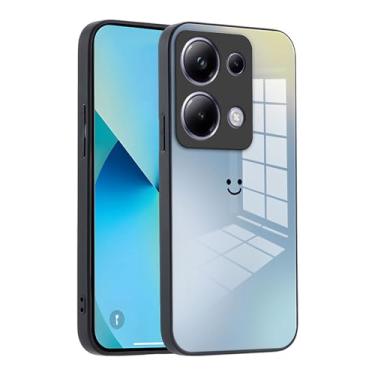 Imagem de XINYEXIN Capa de telefone de vidro gradiente para Xiaomi Poco M6 Pro 4G - proteção fina, amortecedor de silicone macio, à prova de choque e resistente a arranhões - azul