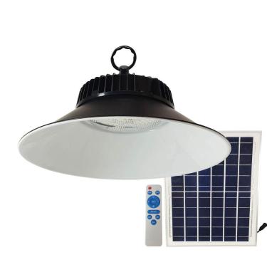 Imagem de Luminaria Solar Industrial Galpão Regulavel Loja Empresa Comercio Quintal Sala de Estar com Controle Remoto Pendente Placa Solar High Bay